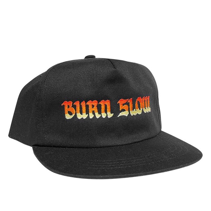Burn Slow x Shadow Riding Gear Long Logo 5 Panel Cap – Black