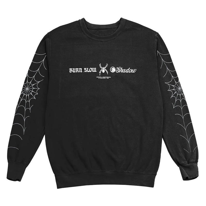 Burn Slow x Shadow Riding Gear Spider Logo Crewneck Sweatshirt – Black X Large