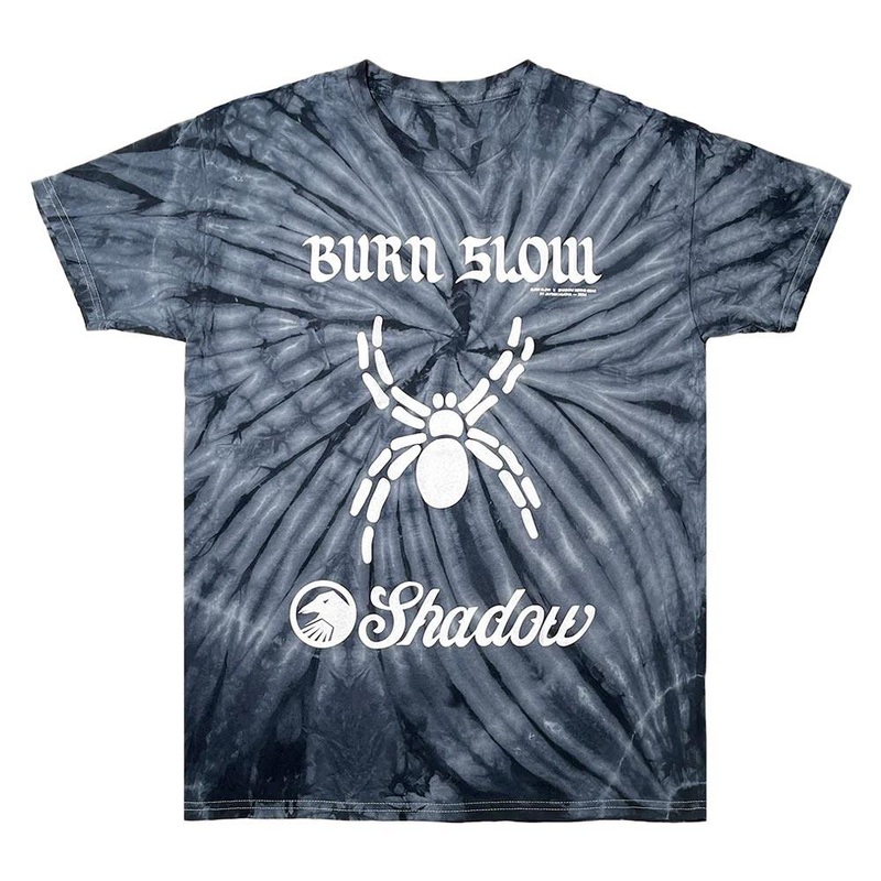 Burn Slow x Shadow Riding Gear Spider Logo T-shirt – Black Tie-Dye XX Large
