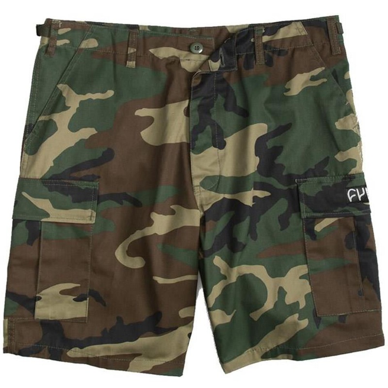 Cult Military Shorts – Woodland Camo Medium (31″ – 35″ waist)