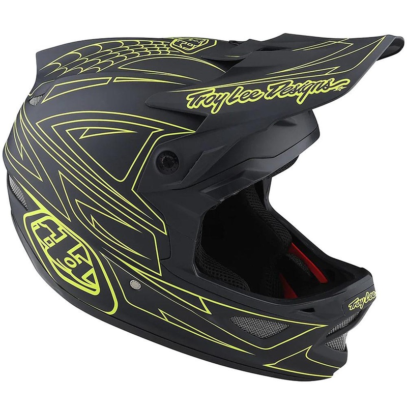 Troy Lee D3 Fiberlite Race Helmet – SpiderStripe Grey/Yellow Medium