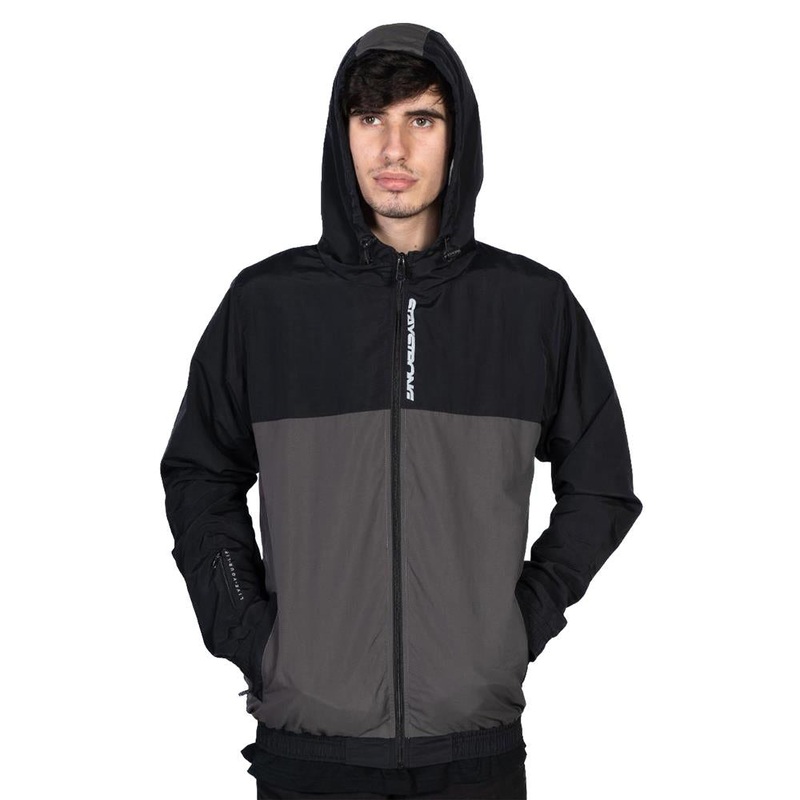 Stay Strong Cut Off Vertical Full Zip Jacket – Black/Grey Small