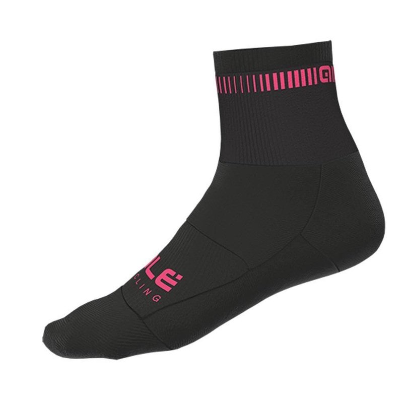 Ale Clothing Logo Q-Skin 12cm Socks Black / Pink S (36-39)