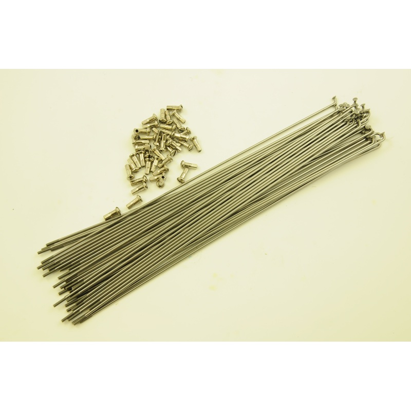 40x 14 GAUGE STAINLESS STEEL BIKE SPOKES WITH BRASS NIPPLES SUIT 26 (559) MTB RIM WHEEL HIGH QUALITY 254mm