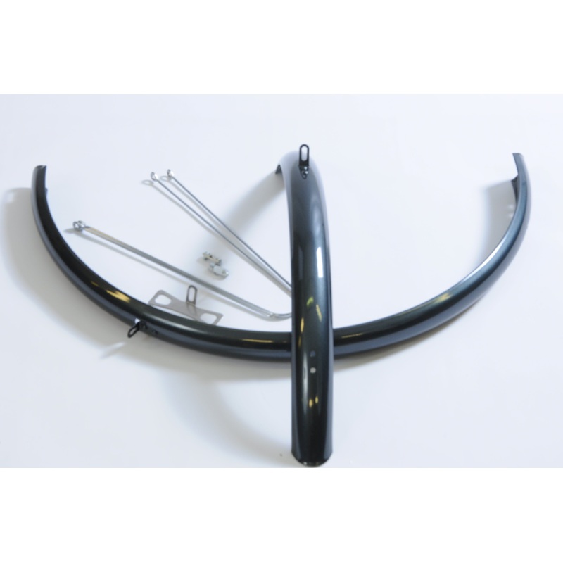 26 STEEL MUDGUARDS TRADITIONAL 70s,80s TYPE TOURIST BIKE 26″x 1 3-8 GUNMETAL GREY